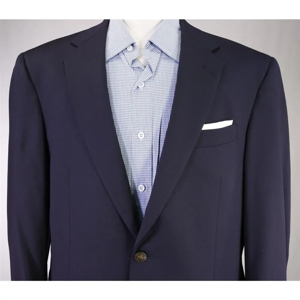 Hart Schaffner Marx Navy Blue Gold Metal Buttons Wool Blazer Jacket 40L